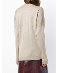 hellbeige Pullover mit einem V-Ausschnitt von Jean Paul Knott