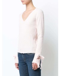 hellbeige Pullover mit einem V-Ausschnitt von Derek Lam 10 Crosby