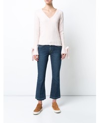 hellbeige Pullover mit einem V-Ausschnitt von Derek Lam 10 Crosby