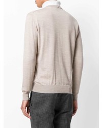 hellbeige Pullover mit einem V-Ausschnitt von Eleventy