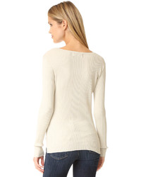 hellbeige Pullover mit einem V-Ausschnitt von 525 America