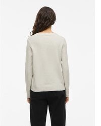 hellbeige Pullover mit einem V-Ausschnitt von Vila