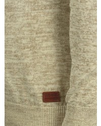 hellbeige Pullover mit einem zugeknöpften Kragen von BLEND