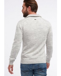 hellbeige Pullover mit einem zugeknöpften Kragen von Petrol Industries