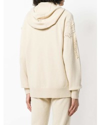 hellbeige Pullover mit einer Kapuze von Barrie