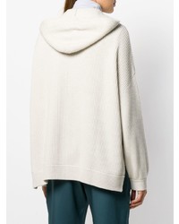 hellbeige Pullover mit einer Kapuze von Brunello Cucinelli