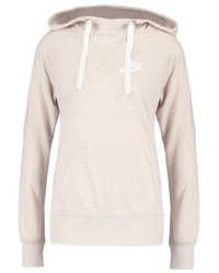 hellbeige Pullover mit einer Kapuze von Nike