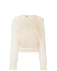 hellbeige Pullover mit einer Kapuze von Off-White