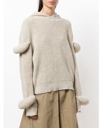 hellbeige Pullover mit einer Kapuze von JW Anderson