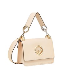 hellbeige Satchel-Tasche aus Leder von Fendi