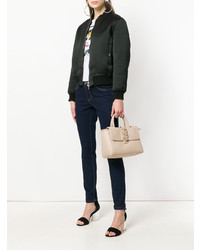hellbeige Satchel-Tasche aus Leder von Versace Jeans
