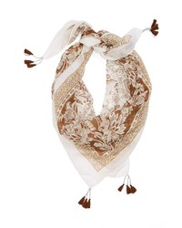 hellbeige Schal mit Blumenmuster