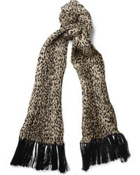 hellbeige Schal mit Leopardenmuster von Saint Laurent