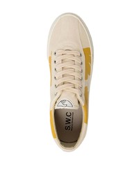 hellbeige Segeltuch niedrige Sneakers mit Blumenmuster von Stepney Workers Club