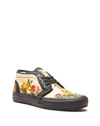 hellbeige Segeltuch niedrige Sneakers mit Blumenmuster von Vans