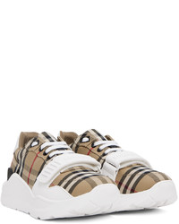 hellbeige Segeltuch niedrige Sneakers mit Karomuster von Burberry