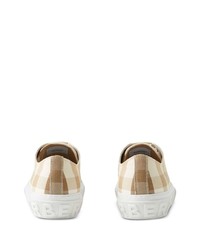 hellbeige Segeltuch niedrige Sneakers mit Karomuster von Burberry