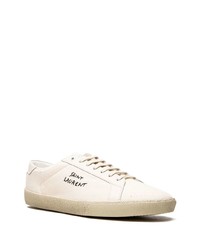 hellbeige Segeltuch niedrige Sneakers von YSL