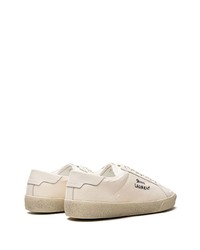 hellbeige Segeltuch niedrige Sneakers von YSL