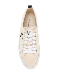 hellbeige Segeltuch niedrige Sneakers von Calvin Klein Jeans