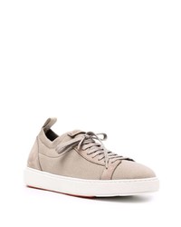 hellbeige Segeltuch niedrige Sneakers von Santoni