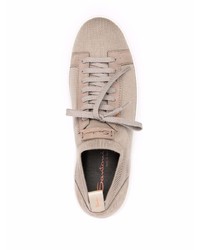 hellbeige Segeltuch niedrige Sneakers von Santoni