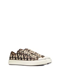 hellbeige Segeltuch niedrige Sneakers von Valentino Garavani