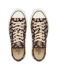 hellbeige Segeltuch niedrige Sneakers von Valentino Garavani