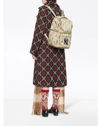 hellbeige Segeltuch Rucksack mit Blumenmuster von Gucci