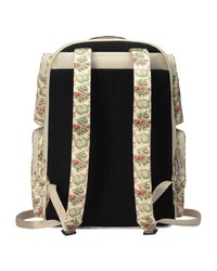 hellbeige Segeltuch Rucksack mit Blumenmuster von Gucci