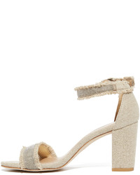 hellbeige Segeltuchsandalen von Stuart Weitzman