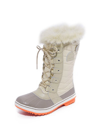 hellbeige Segeltuchwinterschuhe