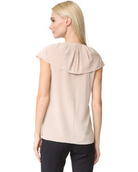 hellbeige Seide Bluse mit Rüschen von Derek Lam