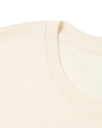 hellbeige Seide T-Shirt mit einem Rundhalsausschnitt von The Elder Statesman