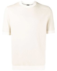 hellbeige Seide T-Shirt mit einem Rundhalsausschnitt von BOSS