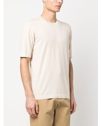 hellbeige Seide T-Shirt mit einem Rundhalsausschnitt von Boglioli