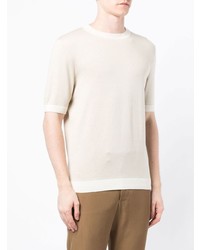 hellbeige Seide T-Shirt mit einem Rundhalsausschnitt von BOSS