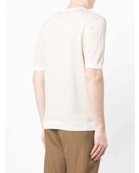 hellbeige Seide T-Shirt mit einem Rundhalsausschnitt von BOSS