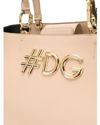 hellbeige Shopper Tasche aus Leder von Dolce & Gabbana