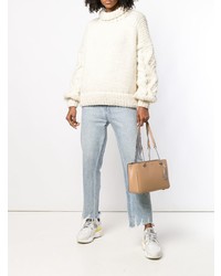 hellbeige Shopper Tasche aus Leder von DKNY