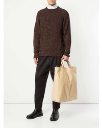 hellbeige Shopper Tasche aus Leder von Jil Sander