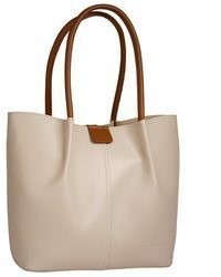 hellbeige Shopper Tasche aus Leder von SAMANTHA LOOK