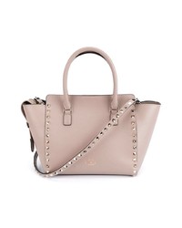 hellbeige Shopper Tasche aus Leder von Valentino