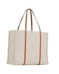 hellbeige Shopper Tasche aus Leder von Tommy Hilfiger