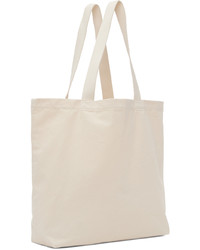 hellbeige Shopper Tasche aus Segeltuch von MAISON KITSUNÉ