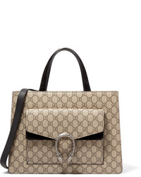 hellbeige Shopper Tasche aus Segeltuch von Gucci