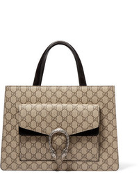 hellbeige Shopper Tasche aus Segeltuch von Gucci