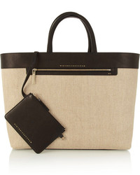 hellbeige Shopper Tasche aus Segeltuch von Victoria Beckham