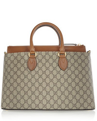 hellbeige Shopper Tasche aus Segeltuch von Gucci