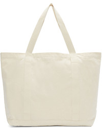 hellbeige Shopper Tasche aus Segeltuch von MAISON KITSUNE